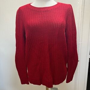 Oodji classic Red waffle knit women’s pullover sweater with bow design-Size M.